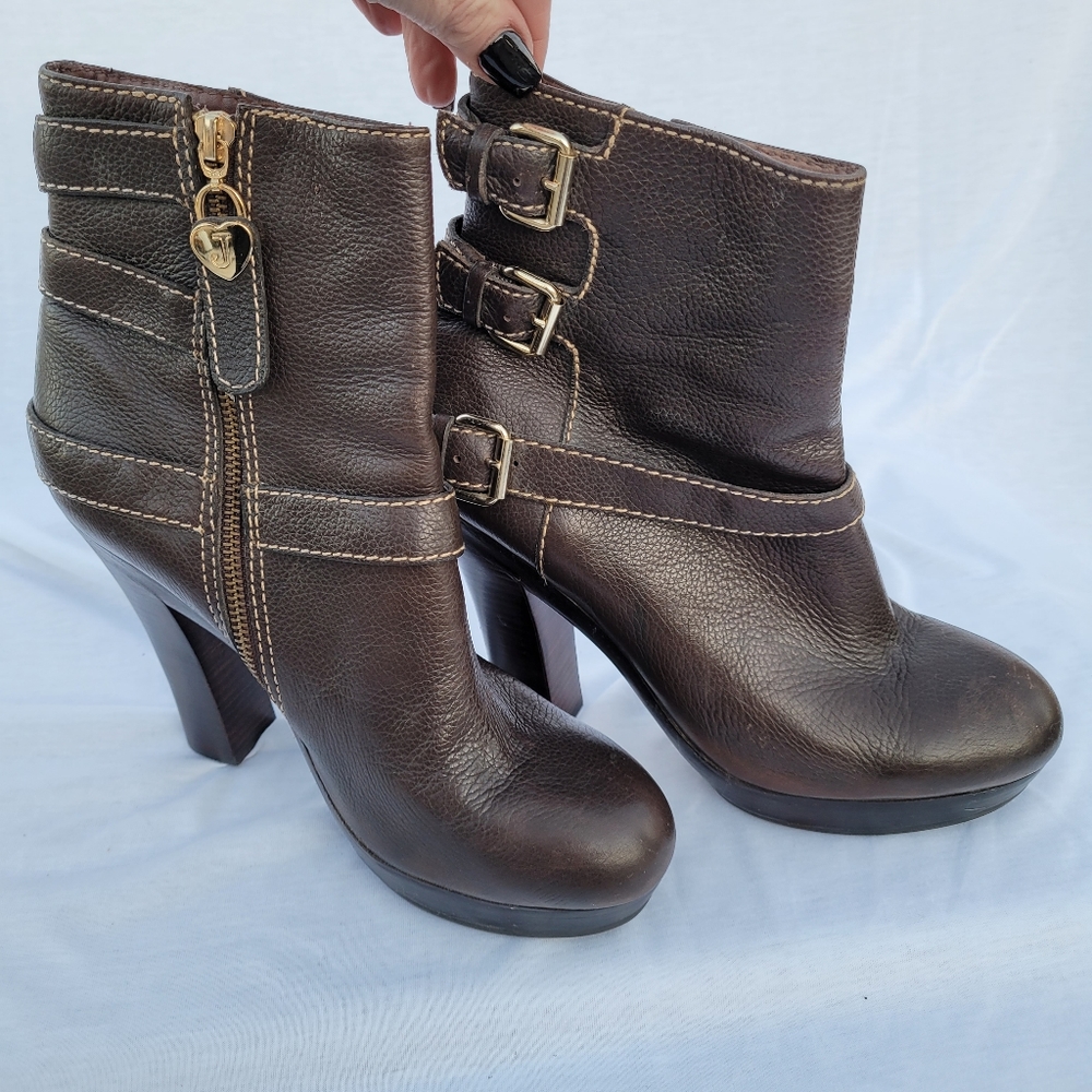 Juicy Couture Serena Leather Ankle Boot Platform High Heels Size 9 pre-owned